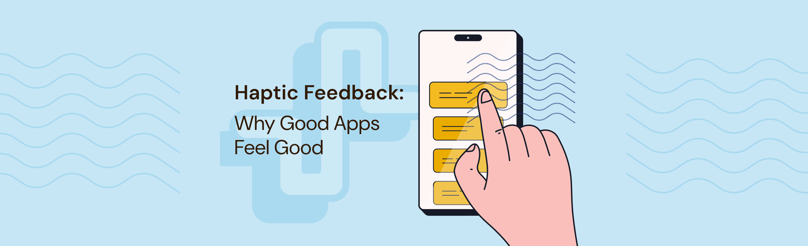 Haptic Feedback cover with a hand tapping a phone