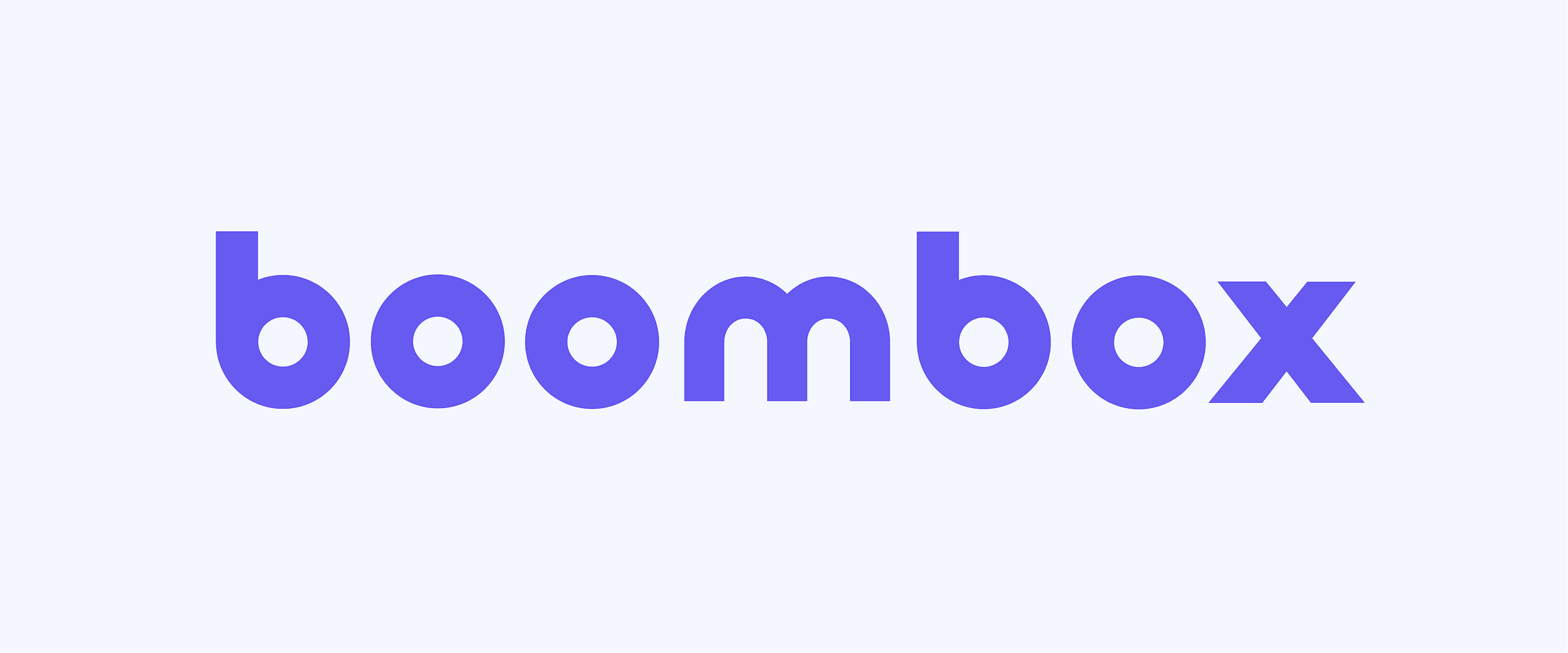 Boombox logo in purple on a light background