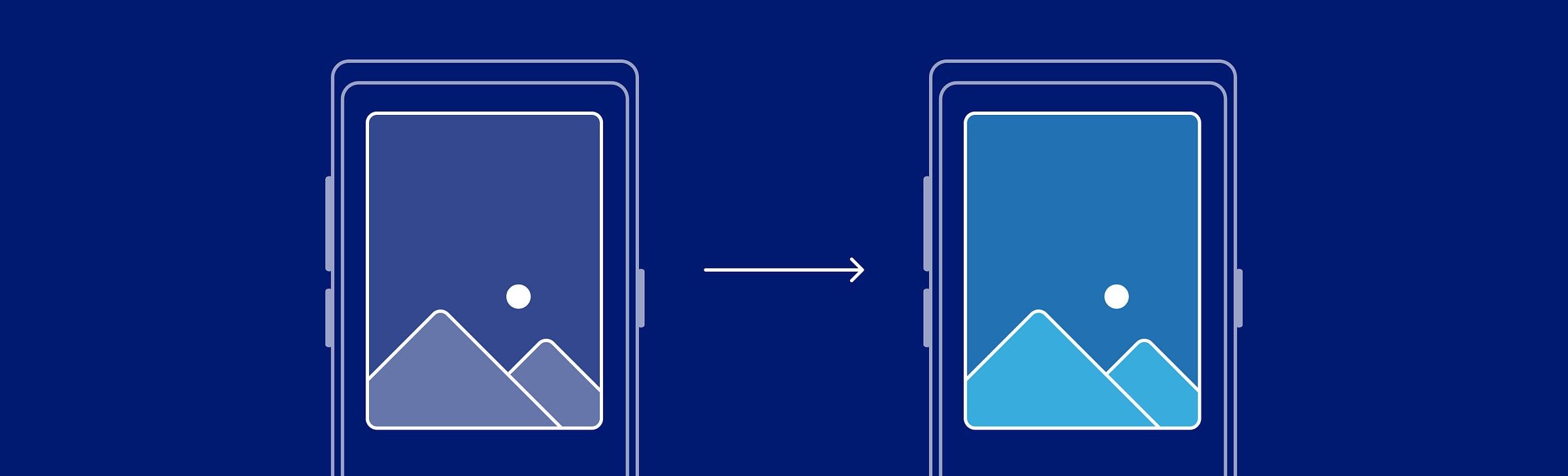 Two mobile screens showing an image before and after processing