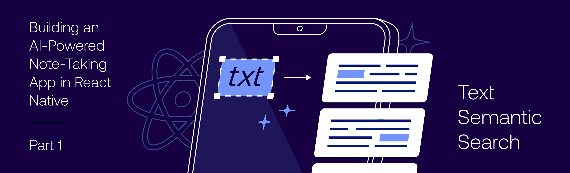 Phone screen selecting text and matching it to note cards for text semantic search