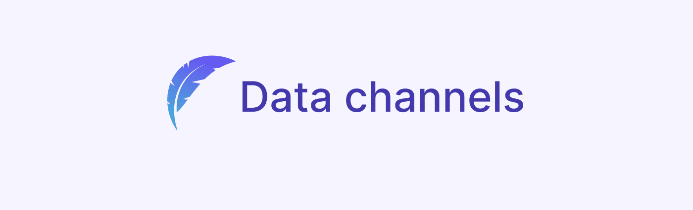 Elixir WebRTC feather logo beside the words "Data channels"